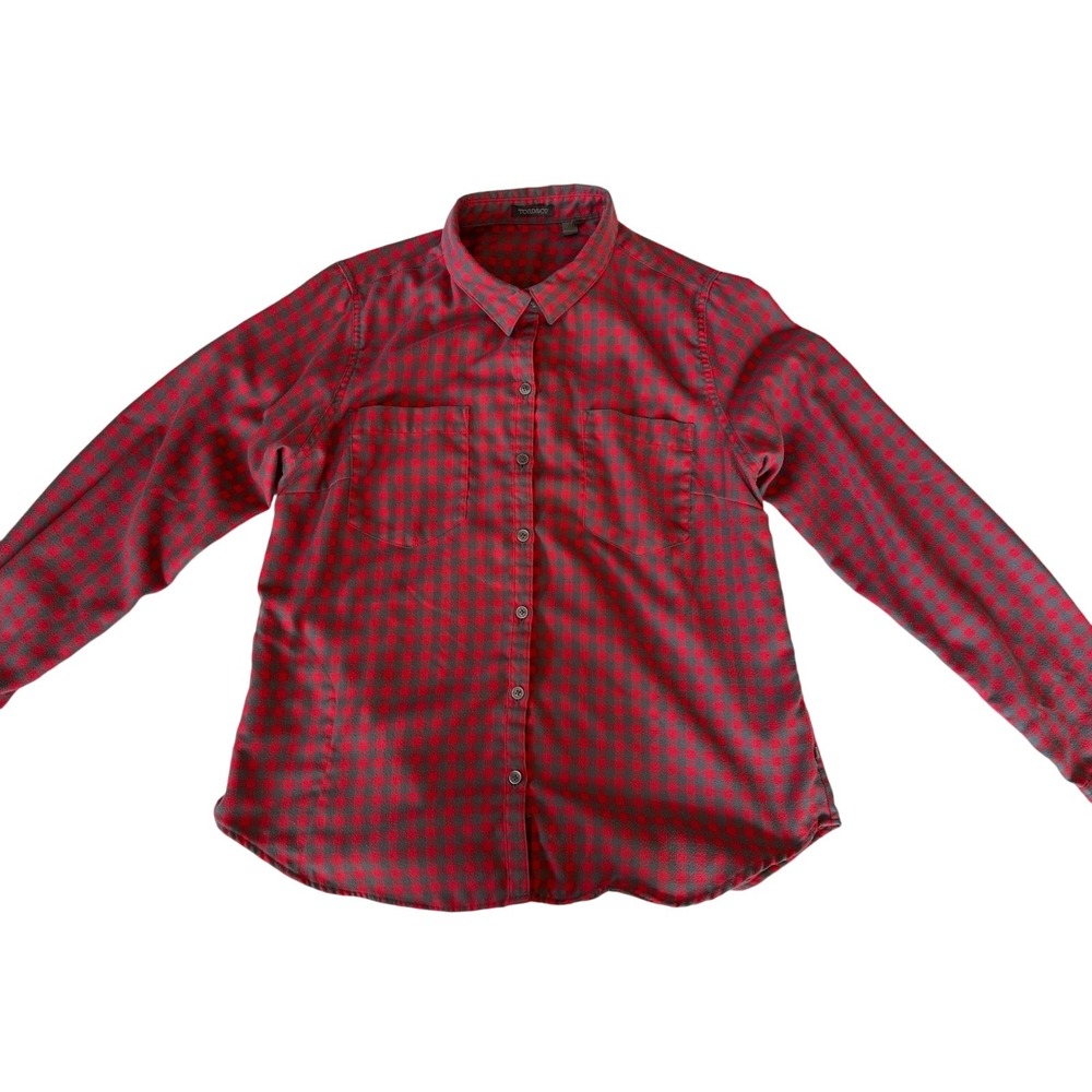 Toad&Co Flannel Shirt Plaid Button Down Long Sleeve Pockets Red Gray L